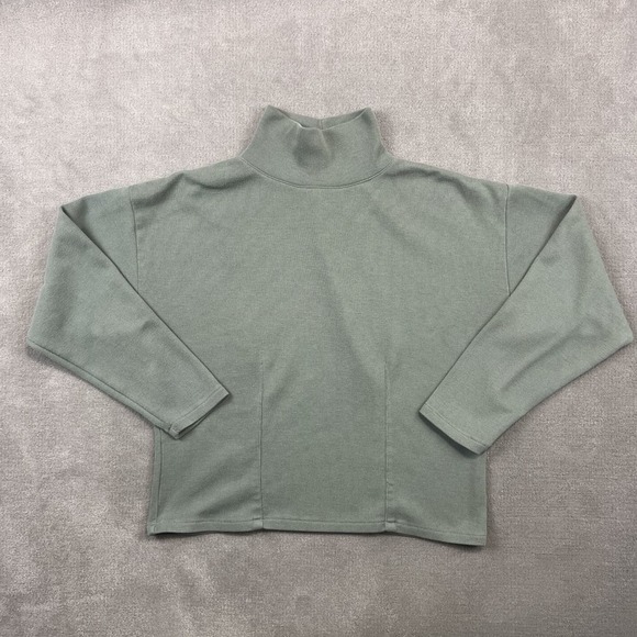 Express Size L Vintage 90s Mock Neck Sage Green Boxy Seam Detail Top — photo 2